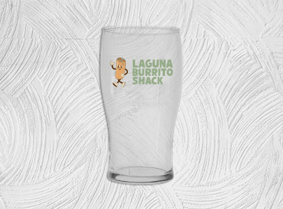 Custom imprinted Drinking Glasses for Laguna Beach, CA with a local business logo